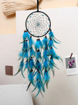 Nordic Dream Catcher K&auml;sitsi kootud tuulekella Boheemlaste sulgedega rippuv ornament Seinakaunistus S&uuml;nnip&auml;evakingitus Magamistoa kodukaunistus sinine