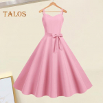 Vintage naiste kleit A-kujuline suur kiik, &uuml;hev&auml;rviline seljata spagetid, 50ndate vibukaunistus balli kokteilipeo pulmakleit Midi kleit &otilde;htukleit L