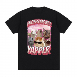 Naljakas Professionaalne Yapper Cat Meme Graafiline T-s&auml;rk Meeste Naiste Vabaaja kvaliteetsed Moodsad T-s&auml;rgid 100% puuvillane &uuml;lisuur T-s&auml;rk S must