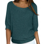 Naiste mood &uuml;hev&auml;rviline &uuml;mmargune kaelus, 3/4 varrukatega pullover, kootud s&auml;rgi topp S