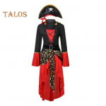 Halloweeni cosplay kleit Piraatkuninganna tantsupeokleit lavaesinemiskost&uuml;&uuml;m kelluke varrukad Ebaregulaarne &auml;&auml;r N&ouml;&ouml;rihm v&ouml;&ouml;ga viikingite kleit M must valge v&auml;rv