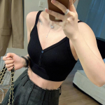 Naiste &uuml;hev&auml;rvilised V-kaelusega n&ouml;&ouml;bid Vest Crop Top koos rinnapadjandiga One Size