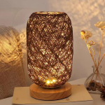 P&otilde;hjamaade puidust laualamp Magamistoa Voodikapp v&auml;ike &ouml;&ouml;valgusti Kunst Dekoratsioon kabinet Laualamp rotangist n&ouml;&ouml;riga valgustid Warm White&USB Wire beige