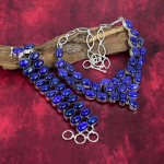 Lapis Lazuli K&auml;ev&otilde;ru, 925 Sterling H&otilde;be Kivist Ehted, K&auml;sitsi Valmistatud Kaelakee H&auml;mmastavad Ehted, K&auml;ev&otilde;ru & Kaelakee Ehtekomplekt Kingitus Talle Adjustable With 8"-18" sinine