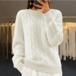 &Uuml;markaelus &uuml;hev&auml;rviline kudum Vintage praetud taigna keerdumine Pullover Naiste paks kampsun pikkade varrukatega soe topp vabaaja avar pendeldamine s&uuml;gistalv S valge