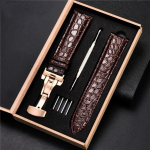 Luksuslik krokodillimustriga kellarihm, nahast rihmad 18 mm 20 mm 22 mm 24 mm roostevabast terasest automaatse lukuga k&auml;ekellarihmaga 20mm