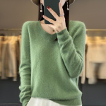 Puuvillane Ka&scaron;miir Kampsun Naiste V-kaelusega Pullover Vabaaja Kudum Topp S&uuml;gis ja Talv Naiste Jakk Korea Mood One Size roheline