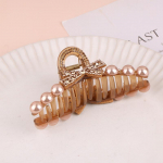 2024. aasta Korea v&auml;ljaanne Pearl Bow hobuse saba k&uuml;&uuml;nisklambriga t&uuml;drukute juuste aksessuaarid