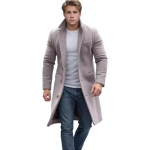 Meeste villane mantel rev, pikkade varrukatega, &uuml;herealine jakk, taskutega, &uuml;hev&auml;rviline L hall