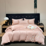 Pestud j&auml;&auml;siidiga tikitud Snow Lotus Tencel neljaosaline komplekt jahe tekikattega voodilina 1.5m bed