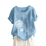 Naiste puuvillane ja linane suve ja s&uuml;gise retro vabaaja vaba puuvillane ja linane l&uuml;hikeste varrukatega T-s&auml;rk S