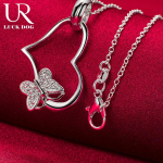 925 h&otilde;bedane s&uuml;damekujuline liblikas 18-tolline ripatsiga kaelakee Moodsad pulmaehted O-45CM