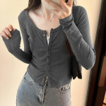 Kuum T&uuml;druk L&uuml;hikeste Pikkade Varrukatega T-s&auml;rk Naiste S&uuml;gis Uus Kampsun Pealmine Slim Fit &Uuml;mar Kaelus Mitmek&uuml;lgne Aluss&auml;rk M