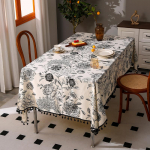 Pojonililledega lilleline laudlina, Boho lilleline narmastega laudlina, Pestav plekikindel kangas laudlina k&ouml;&ouml;gilauale, kodu kaunistused 60*150CM