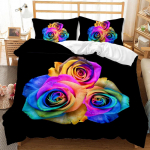 Roosi tekikott Punane roos Lilleline Pulmad &Uuml;heinimesevoodi Voodipesukomplekt S&otilde;brap&auml;eva kingitus armastatule Kahekordne Queen King Pol&uuml;ester Tekikott 70x133cm 2pcs