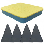 Silikoonist pitsa hoiukonteiner, 2 kambriga, korduvkasutatav helekollane v&auml;rv