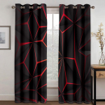 3D Must Illusioon Ps&uuml;hhedeelne Abstraktne Geomeetria Moodne 2 Osa Saatmine &Otilde;huke Aknakate Kardin Elutoa Magamistoa Sisekujundus 135W165H(CM)53x65in&Hook