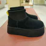 2024 Uued Naiste Lumesaapad Vabaaja Pealelibistatavad Naiste Platvorm K&otilde;rged Kontsad Botas Femininas Pl&uuml;&uuml;s Soe Suede Disain Talvised Pahkluusaapad 35 must