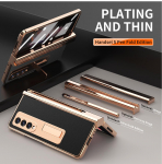 Pliiatsiga galvaniseeritud magnetiline nahast &uuml;mbris Samsung Galaxy Z Fold 6 5 4 jaoks 360 t&auml;isekraani kaitseklaas jalg telefonikate Fold 3 2 For Galaxy Z Fold 4 must