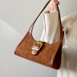 Pruun Retro kaenlaaluste kott Naiste s&uuml;gistalvine sametine Luksuslikud &uuml;hekordsed &otilde;lakotid Uus mood mitmek&uuml;lgne k&auml;ekottide trend