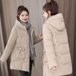 Naiste talvejope Parka mantel, pikk mantel, lumeriided, naiste kapuutsiga veekindel puuvillane polsterdatud puffer Parka XXXL khaki