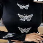 Naiste Pluus Femme Liblika Mustriga Naeltega Pikkade Varrukatega Topid Pluss Suurus L must