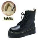 N&ouml;&ouml;riga mootorratta naiste saapad 5 cm paksu kontsaga platvormiga naiste saapad Briti stiilis paksu tallaga, suurendades k&otilde;rgust vabaaja saapad 35 must