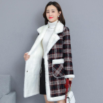 Talvine lambavillane villane mantel Paks pluss sametine soe puuvillane mantel Naiste pikk ruudustik Parker mantlid Pluss suuruses k&uuml;lmad mantlid XL must