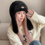 Naiste talvine ratsutamism&uuml;ts, soe k&otilde;rvakaitse tuulekindel peakate, paksendatud kootud m&uuml;ts fliisist k&uuml;lmakaitsega k&otilde;rvakate