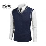 Meeste vest kampsun V-kaelus varrukateta slim fit v&auml;rviplokiline kootud pullover slim fit keskmise pikkusega paksendatud preppy ja &auml;ristiilis kampsun M hall