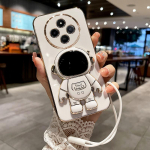 Plaadistatud Astronauti &Uuml;mbris Xiaomi Redmi A4 14C 4G 14R 13C 13R 12C jaoks Luksuslik Galvaniseeritud TPU Pehme Tagakaas P&otilde;rutuskindel P&otilde;rkeraud POCO C75 jaoks Redmi 14C 4G valge