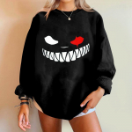 Naiste Expression Print Pullover &Uuml;markaelus Drop Shoulder Pikkade varrukatega dressipluus L must