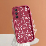 Pehme silikoonist ruudukujulise redeliga printimismustriga telefoni korpus T&auml;iskaanega kaamera p&otilde;rutuskindel kaitse kummist &uuml;mbris Samsungile Samsung M05 tumepunast v&auml;rvi