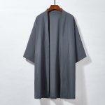 Meeste pikk &uuml;hev&auml;rviline jaapani kimono pont&scaron;o suvine vabaaja naiste Yukata Haori ranna must Hiyoshi s&auml;rgi jope L tumehall v&auml;rv
