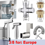 K&auml;eshoitav bidee tualettpihusti komplekt roostevabast terasest pihustusp&uuml;stol kolmek&auml;igulise ventiiliga l&otilde;&otilde;tsaga Kasutatakse isiklikuks h&uuml;gieeniks ja lemmikloomade vannitamiseks G1/2