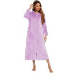 Naiste t&otilde;mblukuga pliisist fliisist hommikumantel kapuutsiga soe pikk hommikumantel hommikumantel talvine hubane lukuga lamamistool magamisriided majamantel puhkeriided &ouml;&ouml;s&auml;rk XXL lilla