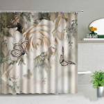 Rose Butterfly valge lilleline du&scaron;ikardin Lilleprinteriga veekindel pol&uuml;estrist vannitoakardinakangas vanni kaunistamiseks 90X180CM