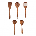 5/6 tk puidust k&ouml;&ouml;giriistade komplekt Mittekleepuvad k&ouml;&ouml;giriistad koos hoidikuga Comfort Grip spaatlikomplekt t&auml;ispuidust ergonoomilise disainiga Ki