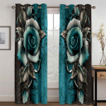 Punane roos lill valge luik 3D disain luksuslikud akna kardinad t&uuml;drukute elutuppa magamistuppa kodu dekoratsioon 2 t&uuml;kki tasuta saatmine W60H150(CM)x2PCS&Grommet Top gray