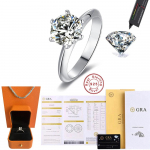 Uued Luksuslikud 925 Sterling H&otilde;bedast Ehtsad Moissaniidi S&otilde;rmused 4&1ct D color