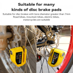 Bicycle Motorcycle Wheel Disc Brake Alarm Lock Aluminum Alloy Security Anti-theft Bicycle Locks for Bicycle E-Bike Scooter punane