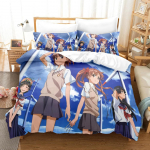 Uus Anime Kawaii T&uuml;drukud A Certain Scientific Railgun Voodipesukomplekt Poisid T&uuml;drukud Twin Queen Suurus Tekikott Padjap&uuml;&uuml;r Voodi Lapsed T&auml;iskasvanud EU Twin 135x200cm