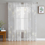 J&otilde;ulud lumehelves sinine l&otilde;ng kardinakna t&uuml;llkardinad elutuppa k&ouml;&ouml;ki l&auml;bipaistvad aknat&ouml;&ouml;tlused voile kardinad W135 x H245cm x1&Grommet Top