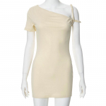 YYFS Naiste Mood Suvi Kevad &Uuml;hev&auml;rviline Tr&uuml;kiga L&uuml;hikeste Varrukatega Viltuse Kraega K&otilde;rge V&ouml;&ouml;kohaga Vabaaja Kleit XL