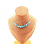 Pierres et Min&eacute;raux. Collier 10 perles Calc&eacute;doine bleu 8 mm. Chaine en acier inoxydable Collier femmes, hommes. Taille personnalisa