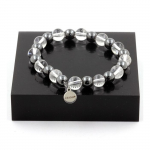 Pierres et Min&eacute;raux. Bracelet Perles Quartz + H&eacute;matite 8 mm. Fabriqu&eacute; en France.
