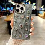 Luksuslik moodne 3D Bling Gem Diamond pehme telefoni&uuml;mbris iPhone'ile 16 15 14 13 Pro Max 11 Pro 12 Pro Max Glitter Camera Protection Silikoonist Coque iPhone 16 valge