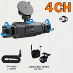 2025. aasta uus auto kriipskaamera 4 kanaliga 1080P s&otilde;idukaamera &ouml;ise n&auml;gemisega WiFi auto DVR-ile 360&deg; ees vasakul paremal tagumine silmussalvestuse must kast 4Ch DVR 0G