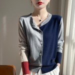 Naiste villane kampsun Qinghe ka&scaron;miir 50% siid 50% vill kevad ja suvi vill pehme, mugav ja soe M kuristik/hall v&auml;rv