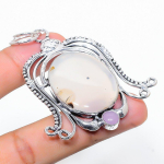 Montana Agate, Quartz 925 Sterling Silver Jewelry Pendant 2.76 r3f91
